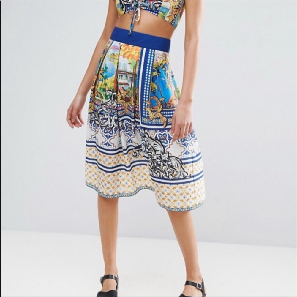 ASOS scarf print European Skirt Size 4 - Picture 1 of 3